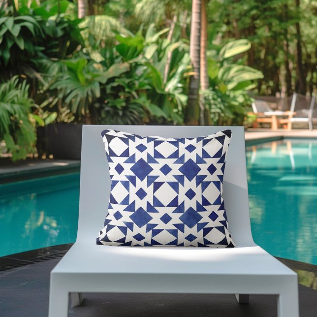 Almofada Padrão de Verão Branco Azul (Criador carregado)