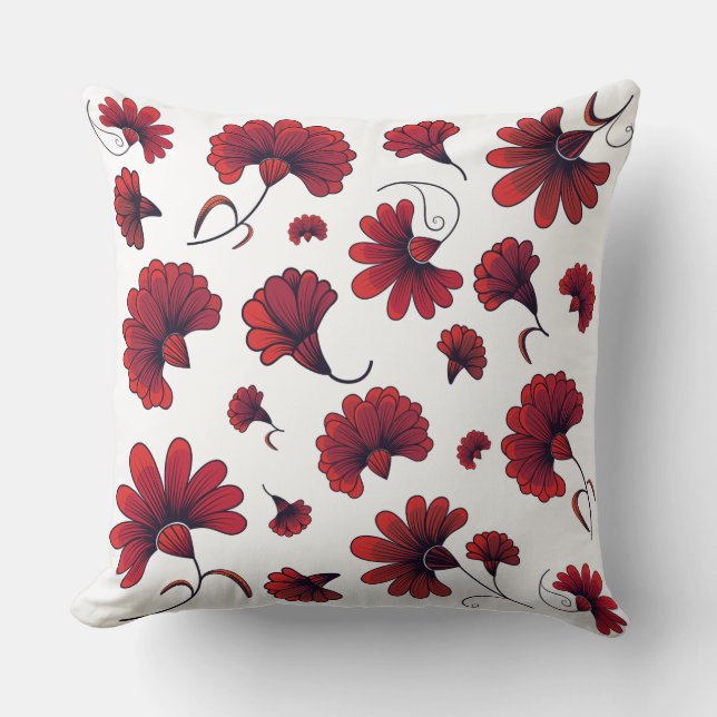 Almofada Padrão de Vetor de Cravo Vermelho Flor (Frente)
