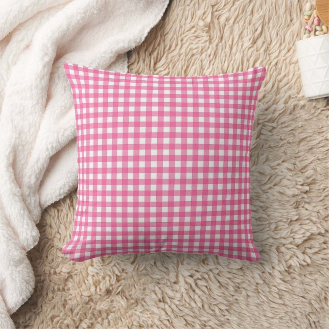 Almofada Padrão de Xadrez de algodão doce rosa e gingham br (Cobertor)