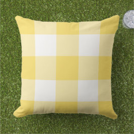 Almofada Padrão de Xadrez de Gingham Amarelo e Branco
