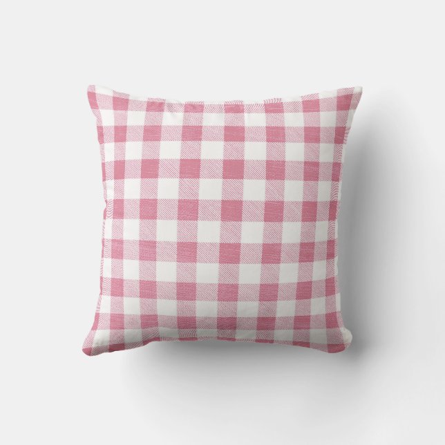 Almofada Padrão de Xadrez de Gingham, Rosa-de-Açúcar, Cute (Verso)
