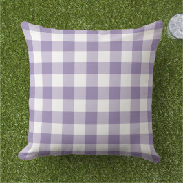 Almofada Padrão de Xadrez de Gingham Roxo e Branco