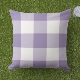 Almofada Padrão de Xadrez de Gingham Roxo e Branco