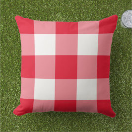 Almofada Padrão de Xadrez de Gingham Vermelho e Branco