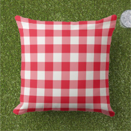 Almofada Padrão de Xadrez de Gingham Vermelho e Branco