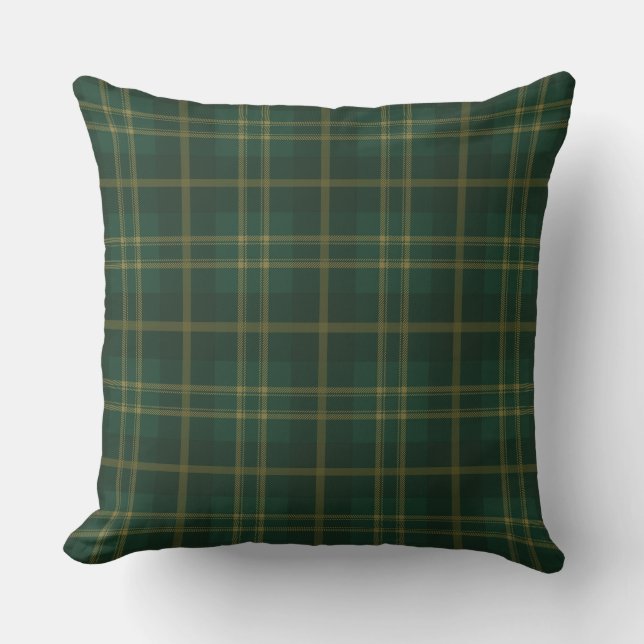 Almofada Padrão de Xadrez de Tartan Amarelo Verde (Frente)
