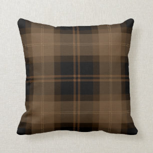 Almofada Padrão de Xadrez do Tartan Preto Marrom