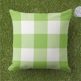Almofada Padrão de Xadrez Gingham Branco e verde limão
