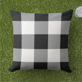 Almofada Padrão de Xadrez Gingham Preto e Branco