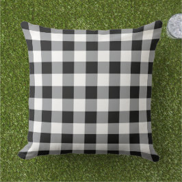 Almofada Padrão de Xadrez Gingham Preto e Branco