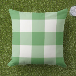 Almofada Padrão de Xadrez Gingham Verde e Branco