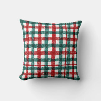 Almofada Padrão de Xadrez Natalino Vermelho e Verde Desenha