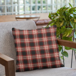 Almofada Padrão de Xadrez Vermelho e Preto Escuro