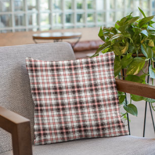 Almofada Padrão de Xadrez Vermelho e Preto Moderno