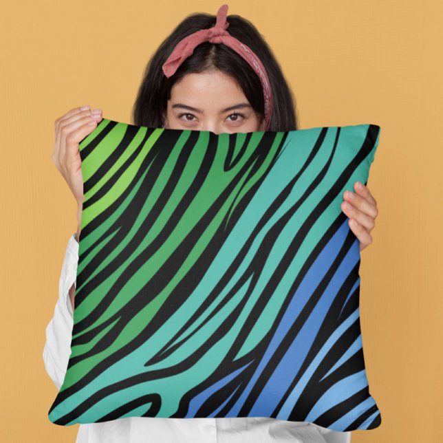 Almofada Padrão de Zebra Azul e Verde (Criador carregado)