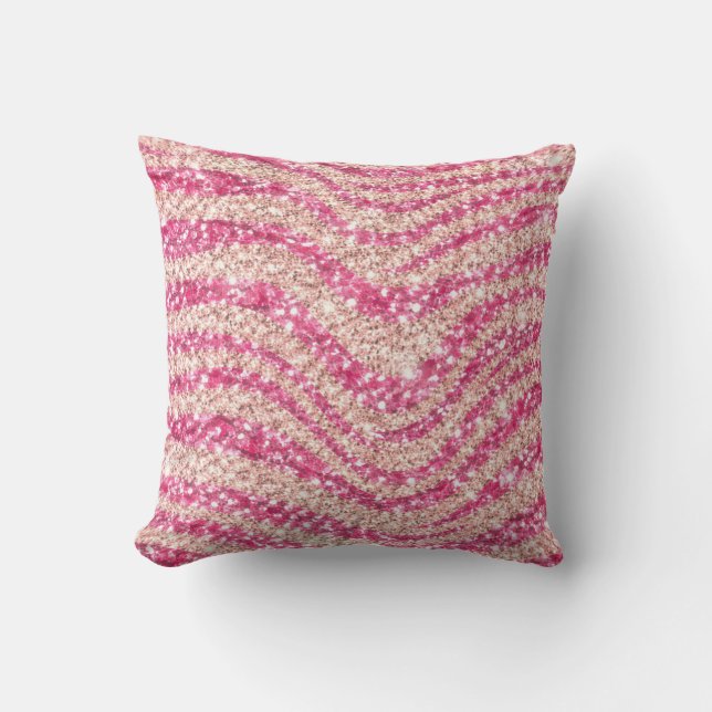 Almofada Padrão de zebra com glitter rosa menina            (Frente)