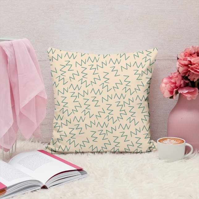 Almofada Padrão de Zig Zag Azul bege (Criador carregado)