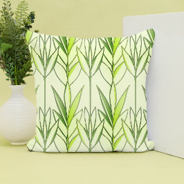 Almofada Padrão Deco de Folhagem Tropical Pastel Verde