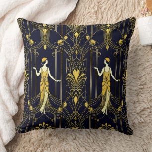 Almofada Padrão decorativo dourado e preto Gabsy