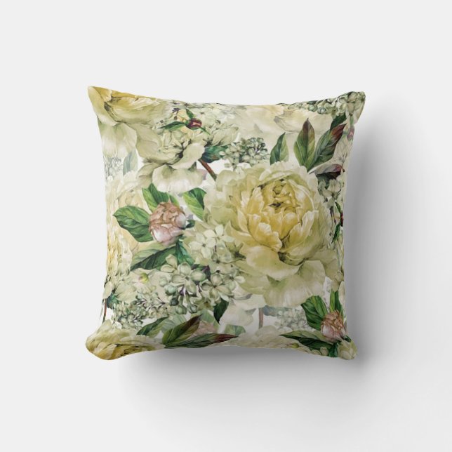 Almofada Padrão decorativo floral de aquarela elegante (Frente)