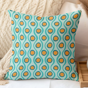 Almofada Padrão Decorativo Retroativo Laranja Teal Aqua