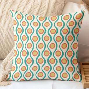 Almofada Padrão Decorativo Retroativo Laranja Verde Amarelo