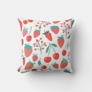 Almofada Padrão decorativo sem costura com frutas, morango