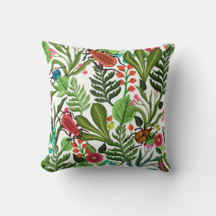 Almofada Padrão decorativo sem costura com plantas e inset