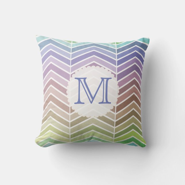 Almofada Padrão Detalhado do Arco-Íris e do Chevron Texturi (Frente)