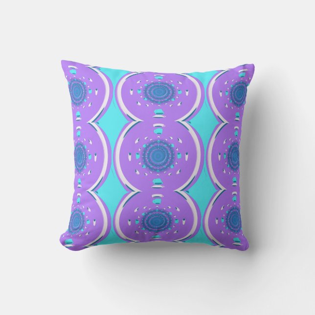 Almofada Padrão Dimensional Circular Roxo (Frente)