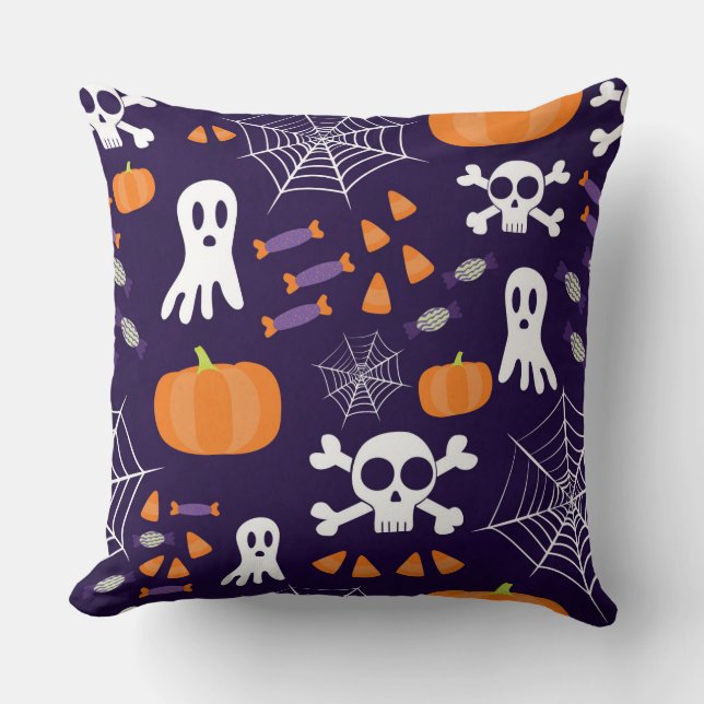 Almofada Padrão Divertido de Halloween (Frente)
