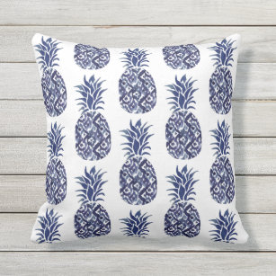 Almofada padrão do abacaxi da cor azul-indigo