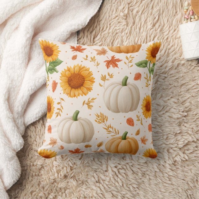 Almofada Padrão do Autumn Pumpkins & Sunflower (Cobertor)