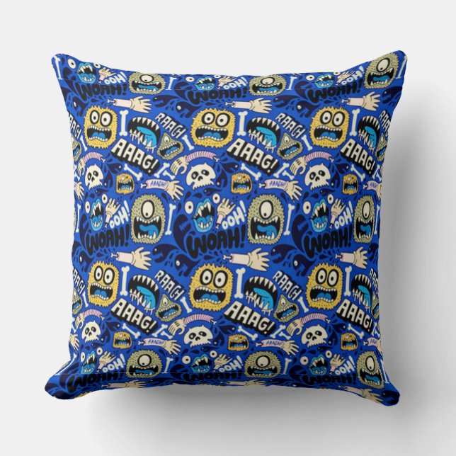 Almofada Padrão do monstro do Dia das Bruxas (Frente)