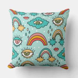Almofada Padrão do símbolo de retro multicor Whimsical