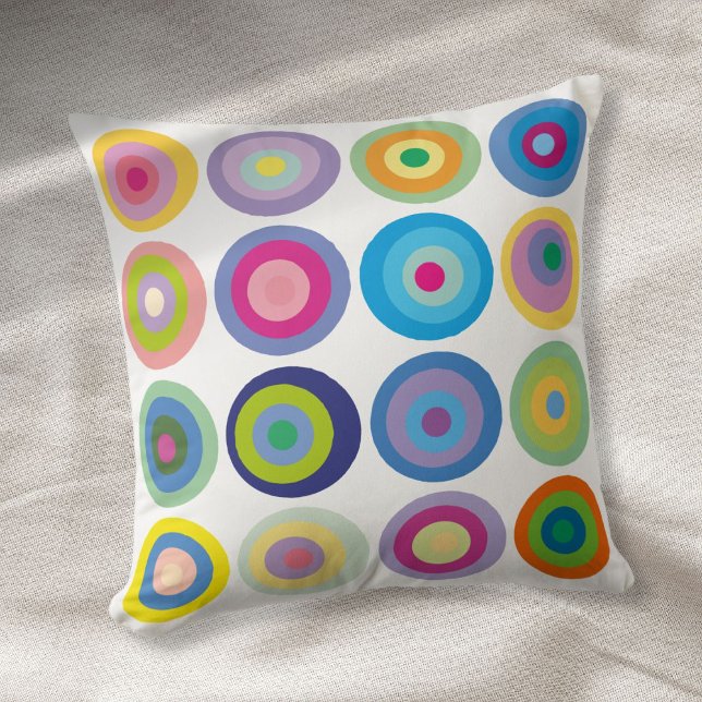 Almofada Padrão dos Círculos de Meio século Moderno Colorid (Modern Mid Century Circles Pattern Colorful Throw Pillow)