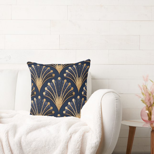 Almofada Padrão Dourado Art Déco (Sofá)