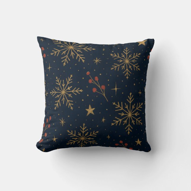 Almofada Padrão Dourado de Brilho de Inverno | Feriado (Frente)