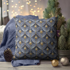 Almofada Padrão Dourado de Natal Azul nº 16 ID1009