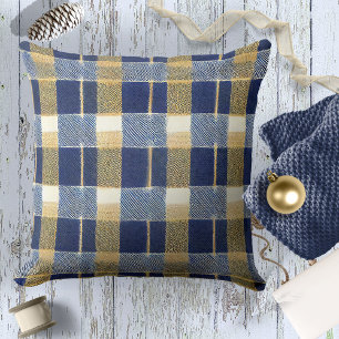 Almofada Padrão Dourado de Natal Azul nº 7 ID1009