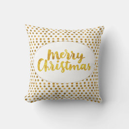 Almofada Padrão Dourado de Pontos de Natal Feliz Brushscrip