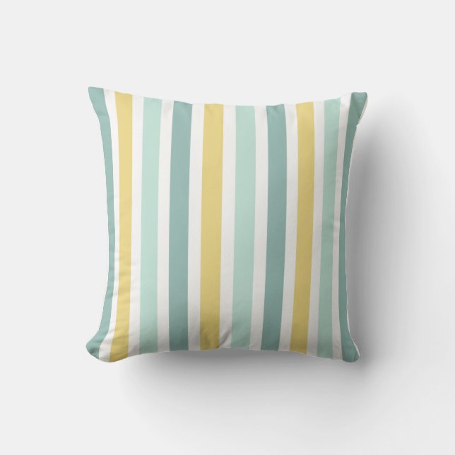 Almofada Padrão Dourado de Stripes de Teal Moderno Aqua (Frente)