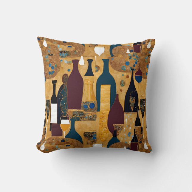 Almofada Padrão Dourado de vinho Maroon (Frente)