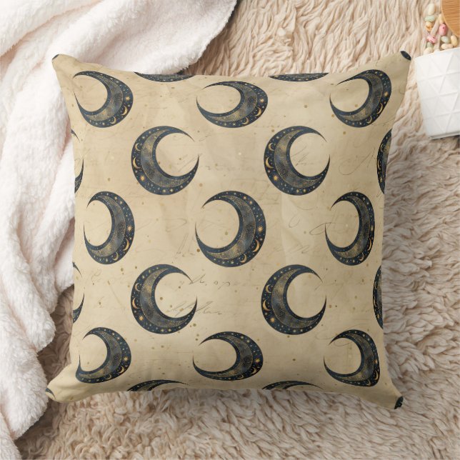 Almofada Padrão Dourado Lua Celestial Boho (Cobertor)
