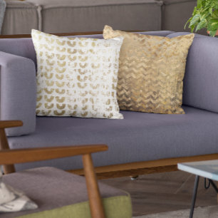 Almofada Padrão Dourado Metálico Distante Moderno - Chevron