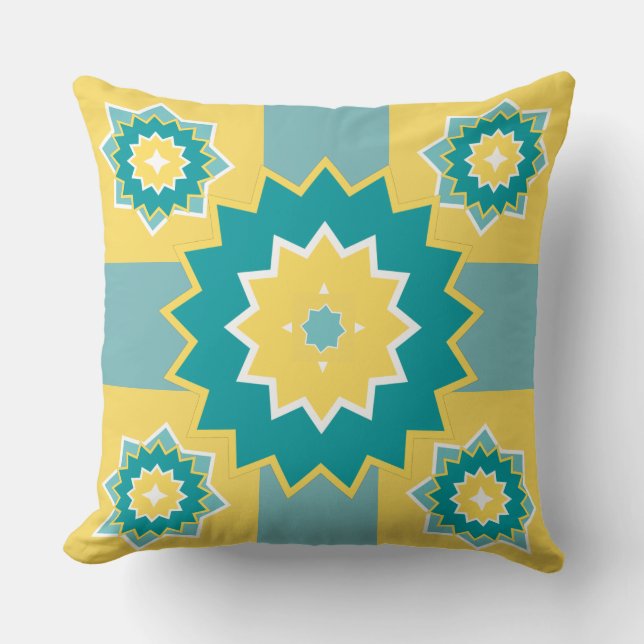 Almofada Padrão elegante mãe branca branca azul-amarela mod (Frente)