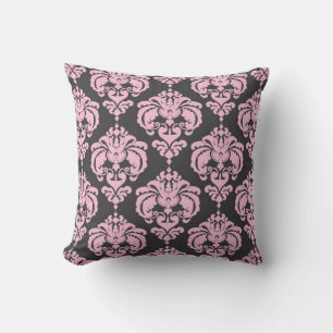 Almofada Padrão Elegante Moderno Rosa Claro e Cinza Damask
