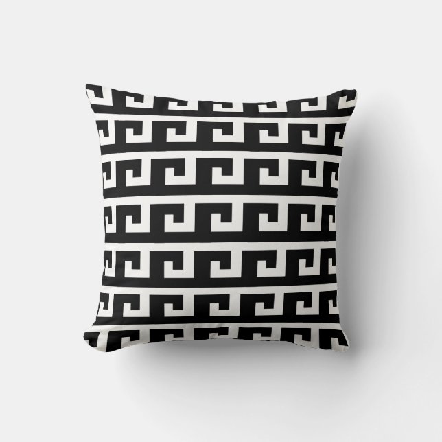 Almofada Padrão Elegante Preto e Branco (Frente)