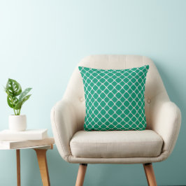 Almofada Padrão Elegante Quatrefoil Marroquino Verde Esmera