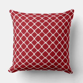 Almofada Padrão Elegante Quatrefoil Marroquino Vermelho